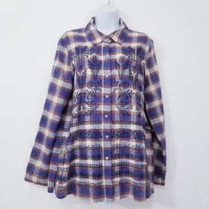 Multiple Missy Red Fern Linen Blend Embroidery